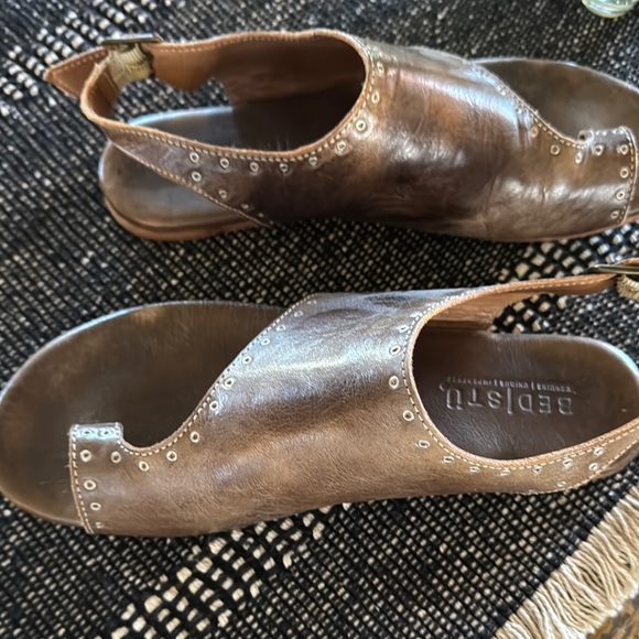 Brown Leather Sandals with Studded Detail - Picture 3 of 4